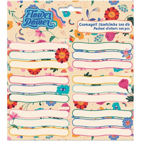 Névcédulák notebookokhoz Flower Power 18 db