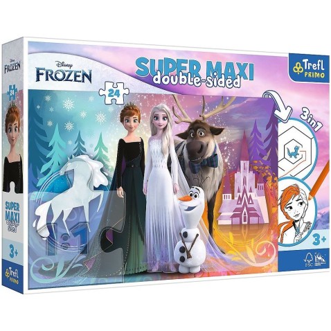 Rejtvény 3 az 1-ben maxi kétoldalas, 24 darabos Happy Land Ice Kingdom/Frozen