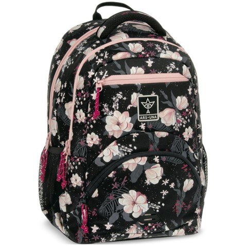 Ars Una Flowery Black Ergonomikus Hátizsák