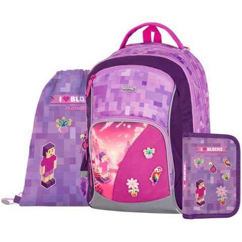 OXY GO Playworld Girl iskolatáska elsősöknek, 3 részes szett