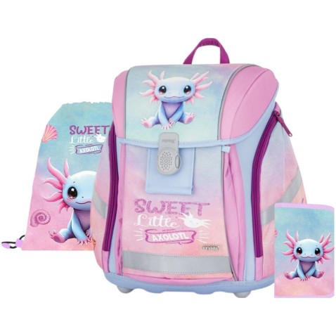 Oxybag PREMIUM LIGHT Axolotl iskolatáska elsősöknek, szett