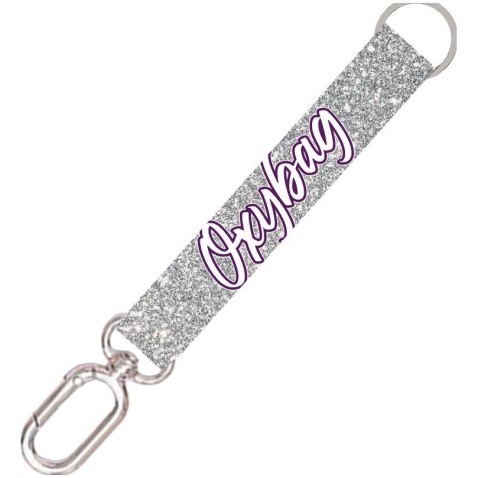 Oxybag kulcstartó karabinerrel – Silver Glitter