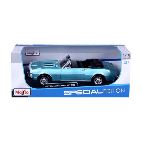 Maisto - 1967 CHEVROLET CAMARO SS 396 CONVERTIBLE, metál türkiz, 1:18