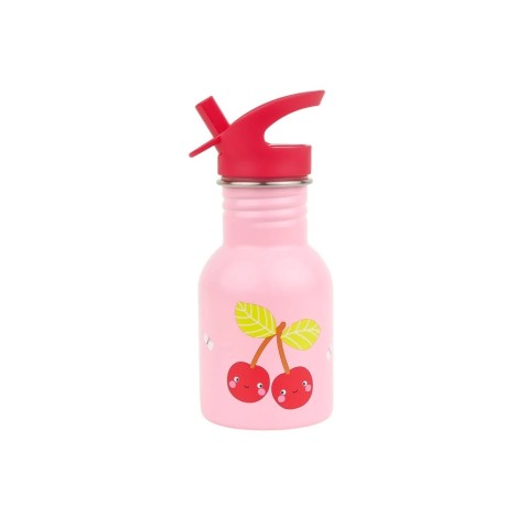 A Little Lovely Company - rozsdamentes acél egyrétegű ivópalack, 350 ml – vidám cseresznyék