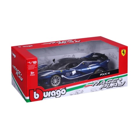 Bburago - RACE+PLAY, Ferrari FXX-K EVO, kék, 1:18