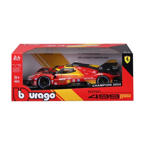 Bburago - RACING, FERRARI 499P, a 2024-es Le Mans-i 24 órás verseny győztese, piros, 1:18