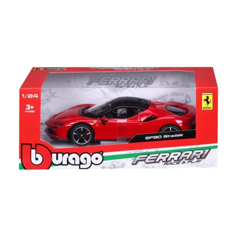 Bburago - RACE+PLAY,  Ferrari SF90 Stradale, piros, 1:24
