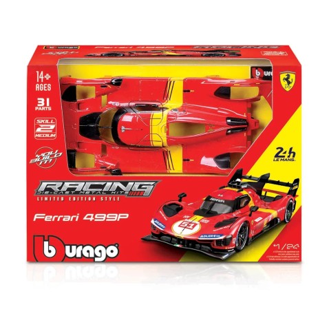 Bburago - RACING MODEL KIT, Ferrari 499P - Le Mans-i 24 órás verseny, piros, 1:24