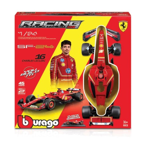Bburago - RACING MODEL KIT, Ferrari F1-es versenyautó SF24 (2024), #16 Charles Leclerc, 1:24