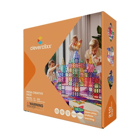 Cleverclixx – Mágneses építőjáték Mega Creative Pack Pastel – 210 db
