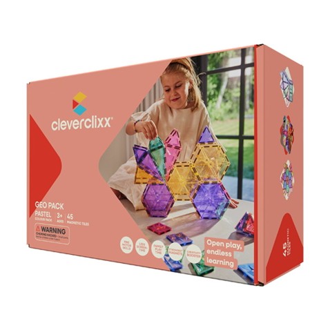 Cleverclixx – Mágneses építőjáték Geo Pack Pastel – 45 db