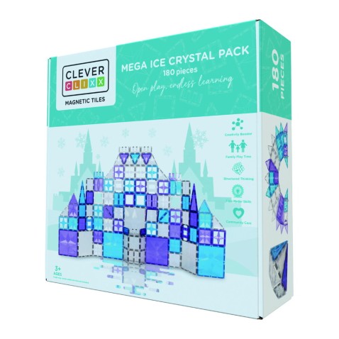 Cleverclixx – Mágneses építőjáték – Mega Ice Crystal Pack – 180 db