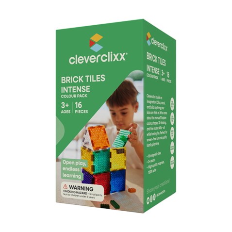Cleverclixx – Mágneses építőjáték Brick Tiles Pack Intense – 16 db