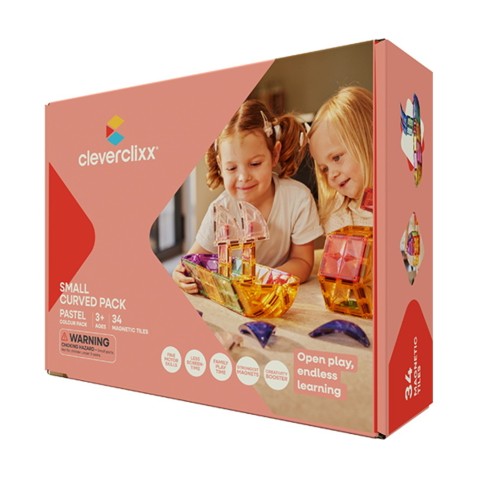 Cleverclixx – Mágneses építőjáték Small Curved Pack Pastel – 34 db