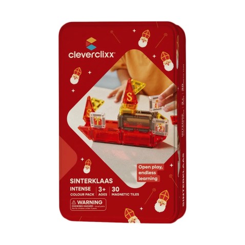 Cleverclixx – Mágneses építőjáték Mini Tiles – Mikulás – 30 db