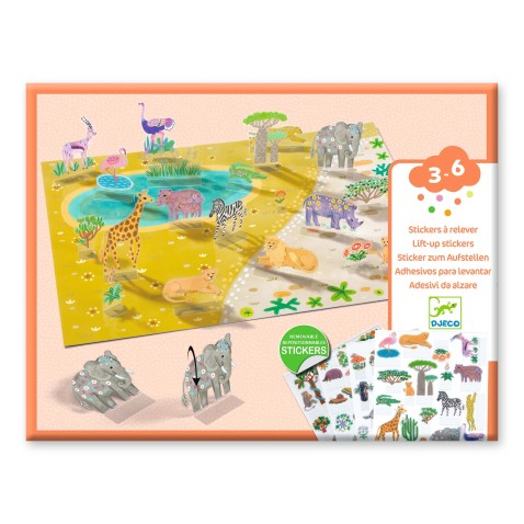 Kreatív készlet felhajtható matricákkal - 3D jelenetek - Állatok