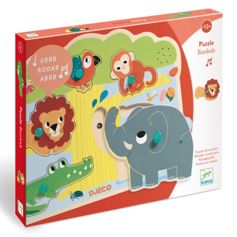 Vkládací zvukové puzzle na desce - Baobab