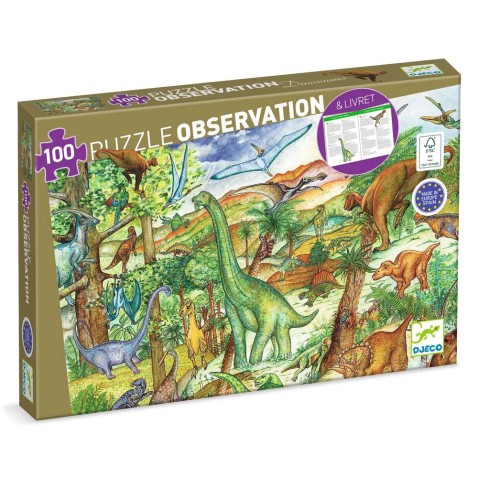 Keresős puzzle plakáttal - dinoszauruszok - 100 db
