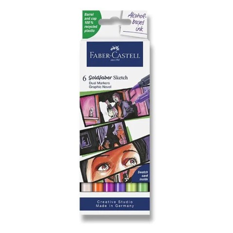 Faber-Castell Goldfaber Sketch Dual Marker Graphic Novel kétvégű marker – 6 db