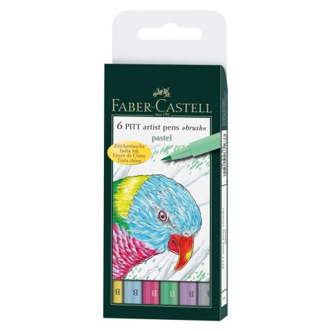 Faber-Castell Pitt Artist Pen Brush ecsetfilcek – 6 db, pasztellszínek
