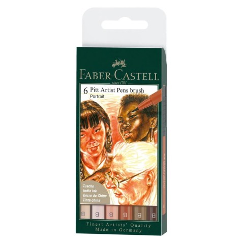 Faber-Castell Pitt Artist Pen Brush Portrait ecsetfilcek – 6 db