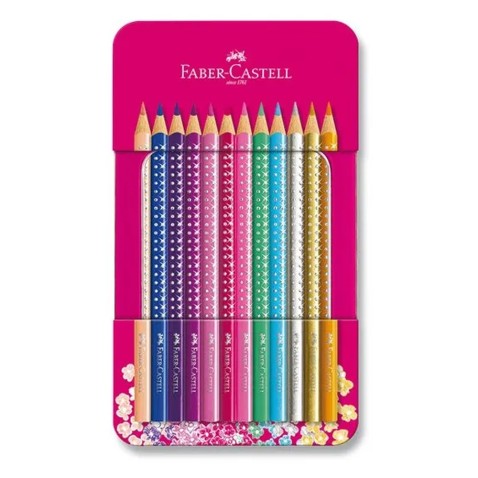 Faber-Castell Sparkle színes ceruzák fémdobozban – 12 alapszín