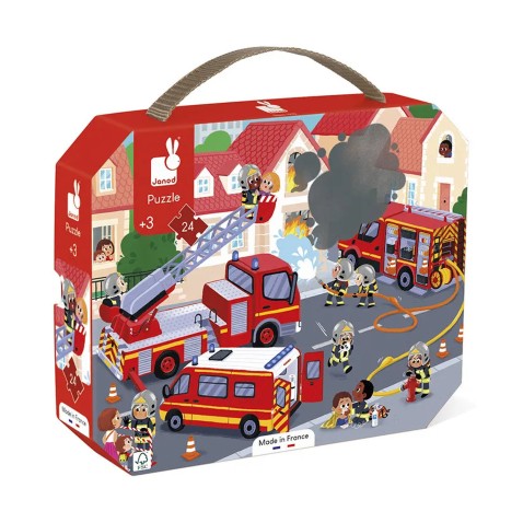 Puzzle bőröndben - Tűzoltók - 24 db