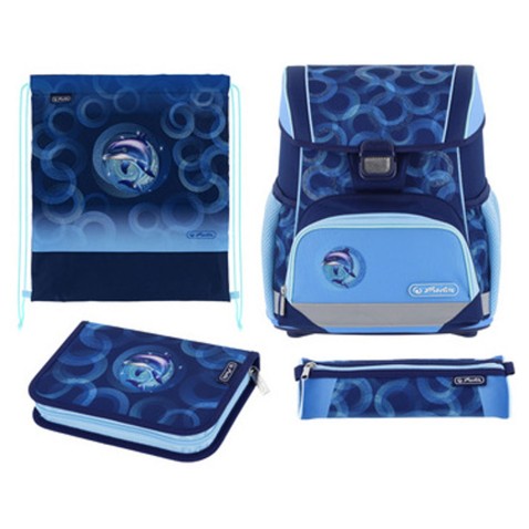 Herlitz Loop Dolphin Ride iskolatáska – 4 részes szett