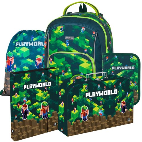 Oxybag PREMIUM LIGHT Playworld 25, iskolatáska elsősöknek 3 darabos készlet