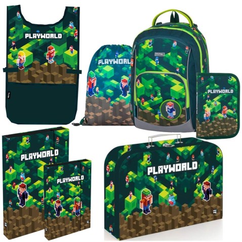 Oxybag PREMIUM LIGHT Playworld 25, iskolatáska elsősöknek 3 darabos készlet