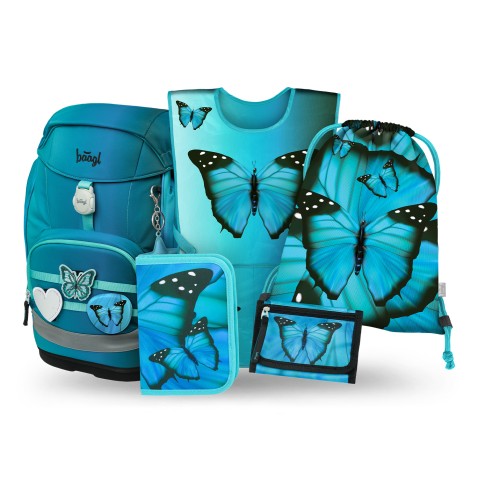 Baagl Airy Plus Butterfly iskolai hátizsák – 5 részes szett