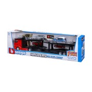 Bburago - STREET FIRE, Kamion félpótkocsival Multicar Carrier M-B Actros + Renault Captur, 1:43