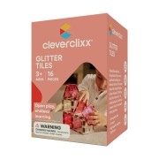 Cleverclixx – Mágneses építőjáték Glitter Tiles Pack Transparent – rózsaszín – 16 db