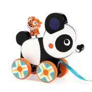 Húzható fa játék - Panda kistigrissel